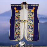 SKY-kendo 菊桜 Chrysanthemum & Cherry Blossom blue woolen 陣羽織 Samurai Surcoat Exquisite Craft, Semi‑Handmade  Armour
